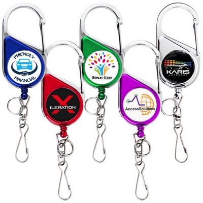 Metallic Finish Heavy Duty Carabiner Retractable Badge Reel