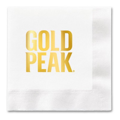 Foil Stamped 3-Ply White Dinner Napkin - 1/4 Fold