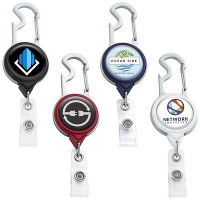 Carabiner Bottle Opener Retractable Badge Reel